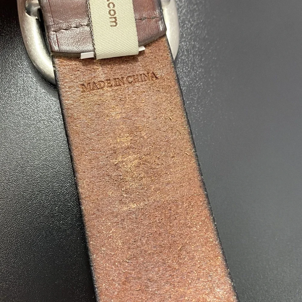 Fossil‎ Belt Mens Large Brown Leather Dress Silver Buckle Casual Classic